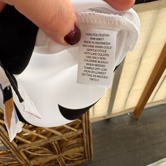 Worthington Abstract Print Blouse - Black, White, Brown, Blue - Picture 5 of 6